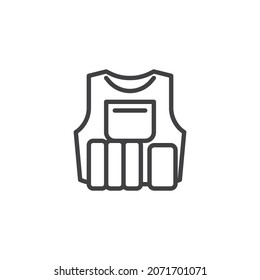 Bulletproof vest line icon. linear style sign for mobile concept and web design. Body armor suit outline vector icon. Symbol, logo illustration. Vector graphics
