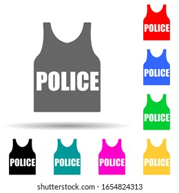 icono de estilo multicolor a chalecos antibalas. Glifo simple, vector plano de iconos policiales para ui y ux, sitio web o aplicación móvil