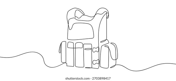 Chaleco antibalas en una línea continua estilo lineal simple.