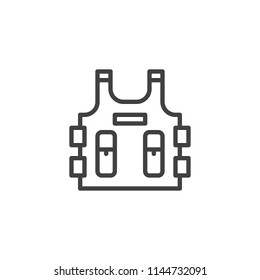 Bulletproof vest outline icon. linear style sign for mobile concept and web design. Body armor suit simple line vector icon. Symbol, logo illustration. Pixel perfect vector graphics