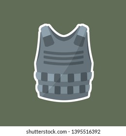 Bulletproof vest for protection from bullets. Military clothing. Special forces soldier element. Cartoon flat illustration