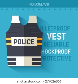 Bulletproof vest protective.  Vector icon illustration background. Colorful template for you design, web and mobile applications concept