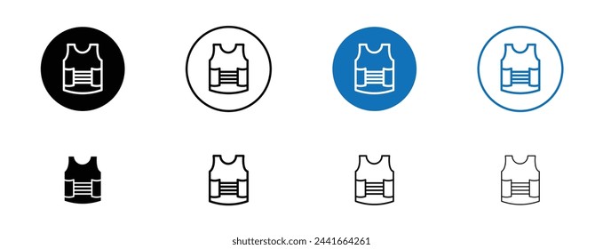 Bulletproof Vest and Safety Gear Icons. Military Jacket and Police Protection Symbols.