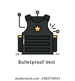 Bulletproof Vest  vector   Filled outline Design illustration. Symbol on White background EPS 10 File