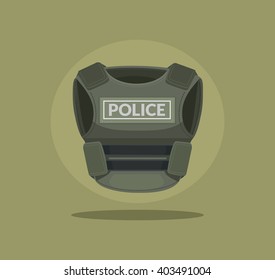 Bulletproof Vest. Vector Flat Cartoon Illustration