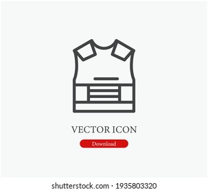 Kugelsicheres Vektorsymbol.  Bearbeitbarer Strich. Lineares Logo für Webdesign und mobile Apps. Symbolillustration. Pixel-Vektorgrafiken - Vektorgrafik