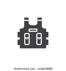 Bulletproof vest vector icon. filled flat sign for mobile concept and web design. Body armor suit simple solid icon. Symbol, logo illustration. Pixel perfect vector graphics