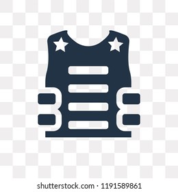 Bulletproof vest vector icon isolated on transparent background, Bulletproof vest transparency concept can be used web and mobile