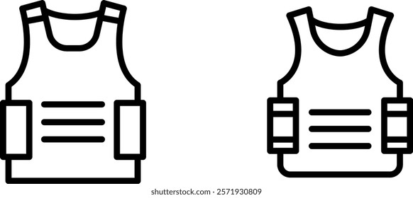 "Bulletproof Vest Vector Icon Representing Personal Safety Gear, Protective Armor, Security Equipment, and Tactical Defense for Law Enforcement and Military Use"