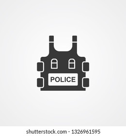 Bulletproof vest vector icon sign symbol
