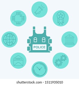 Bulletproof vest vector icon sign symbol