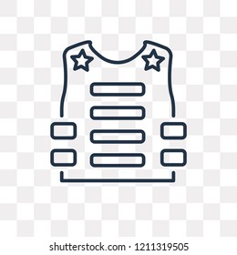 Bulletproof vest vector outline icon isolated on transparent background, high quality linear Bulletproof vest transparency concept can be used web and mobile