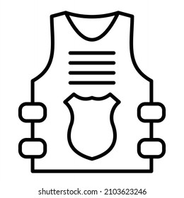 Bulletproof vest Vector Outline Icon Isolated On White Background
