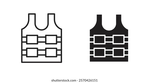 Bulletproof vest vector web icons set