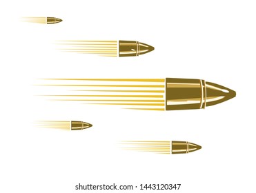 Bullets flying midair concept. Editable Clip Art.  