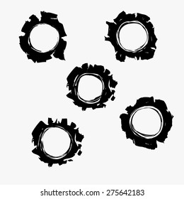 Bullets Holes In Background. Bullet Holes Damage, Bullet Hole Set, Bulletholes Vector Illustration