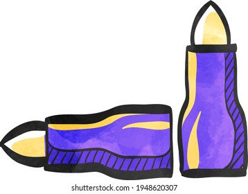 Icono de viñetas en el dibujo en color. Armamento de municiones calibre ejército de peligro de municiones