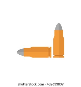 Bullets icon in flat color style. Ammunition gun weapon caliber ammo danger army