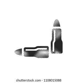 Bullets icon in halftone style. Black and white monochrome vector illustration.