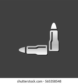 Bullets icon in metallic grey color style. Ammunition gun weapon
