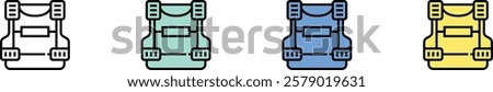 bullets icon. Outline, Green, Blue and Yellow Style Design Isolated On White Background