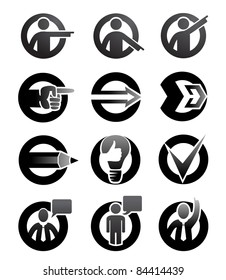 Bullets, icons of tips, hints and signs to attract attention.