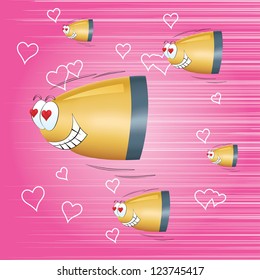 Bullets in love flying to the heart