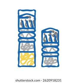 balas para arma pneumática ícone doodle esboço vetor. balas para sinal de arma pneumática. ilustração símbolo isolado