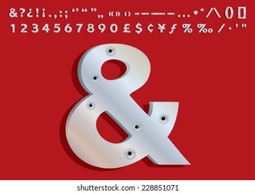 Bullets Riddled Metallic Font Set  Second Part