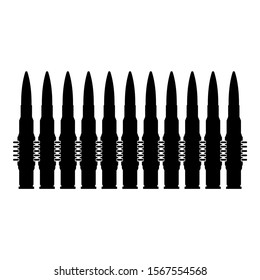 Bullets in row belt Machine gun cartridges Bandoleer War concept icon black color vector illustration flat style image icon black color