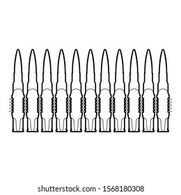 Bullets in row belt Machine gun cartridges Bandoleer War concept icon outline black color vector illustration flat style image