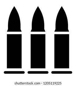 
Bullets set to shoot by gun 
