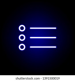 bullets text icon in neon style. Can be used for web, logo, mobile app, UI, UX