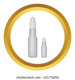 Bullets vector icon in golden circle, cartoon style isolated on white background