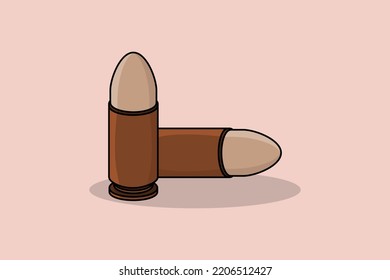 Bullets Vector Icon Illustration. Holiday Object, Dangerous, Cannonball, Cartridge, Dumdum, Gunshot, Explosive, Projectile, Shoot, Round, Sign And Symbol, Bullet Cap.