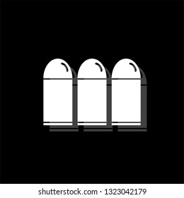 Bullets. White flat simple icon with shadow