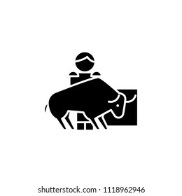 Bullfight black icon concept. Bullfight flat  vector symbol, sign, illustration.