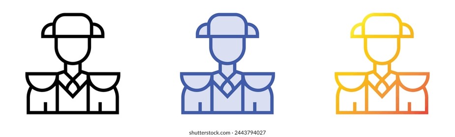 bullfighter icon. Linear, Blue Fill and Gradient Style Design Isolated On White Background