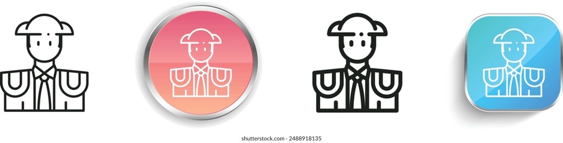 bullfighter icon. Thin Linear, Regular and Button Style Design Isolated On White Background