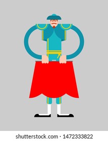 Bullfighter isolated. Matador cartoon. Bullfight vector illustration