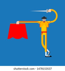 Bullfighter isolated. Matador cartoon. Bullfight vector illustration