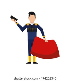 bullfighting classic icon of Spanish culture vector illustration design