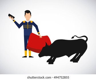 bullfighting classic icon of Spanish culture vector illustration design
