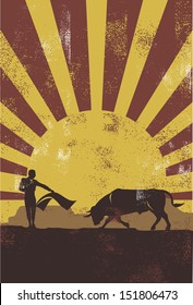 Bullfighting in Spain poster, vector