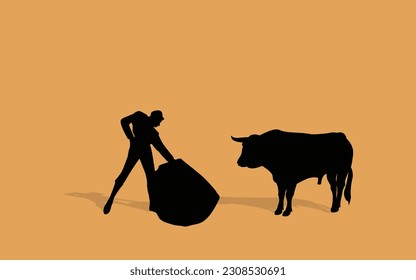 Bullfighting. Vector illustration. Bullfight and toreador, bull corrida, matador torero