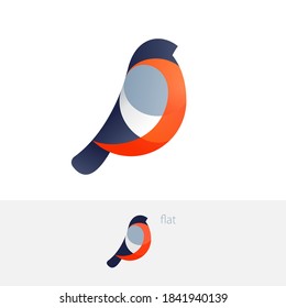 Bullfinch Vogel-Logo in Farbverlauf- und Flachstilen. Einfaches Emblem für Weihnachtsaufkleber, süße Identität, Wild-Poster etc.