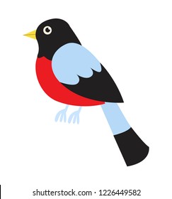 Bullfinch flat design sitting isolated on white background vector cartoon illustration ps 10