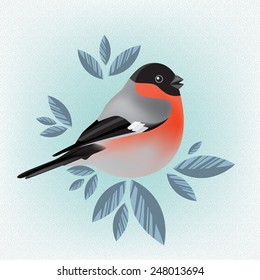 Bullfinch with foliage