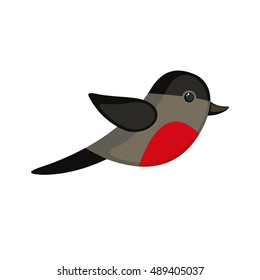 Bullfinch icon in flat style isolated on white background. Abstract concept bird. Vector illustration.