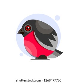 Bullfinch on a branch. Colored vector illustration. Isolated on white background.